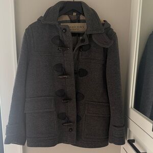 Burberry Men’s Dark Gray Wool Toggle Pea Coat - Medium